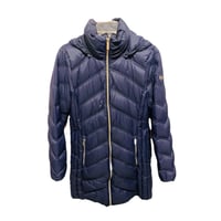 Image 1 of Michael Michael Kors lightweight navy mid length puffer jacket