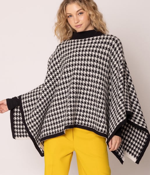 Image of Houndstooth Knit Poncho