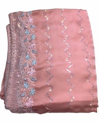 Image 1 of Binisha Peach_Soft Sequin Work Saree