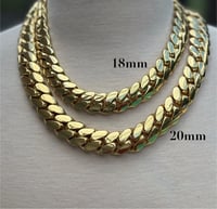 Image 11 of Miami Cuban Link Chain/Bracelet Set, Handmade Real 14k Gold Plated (Five Times Plated)