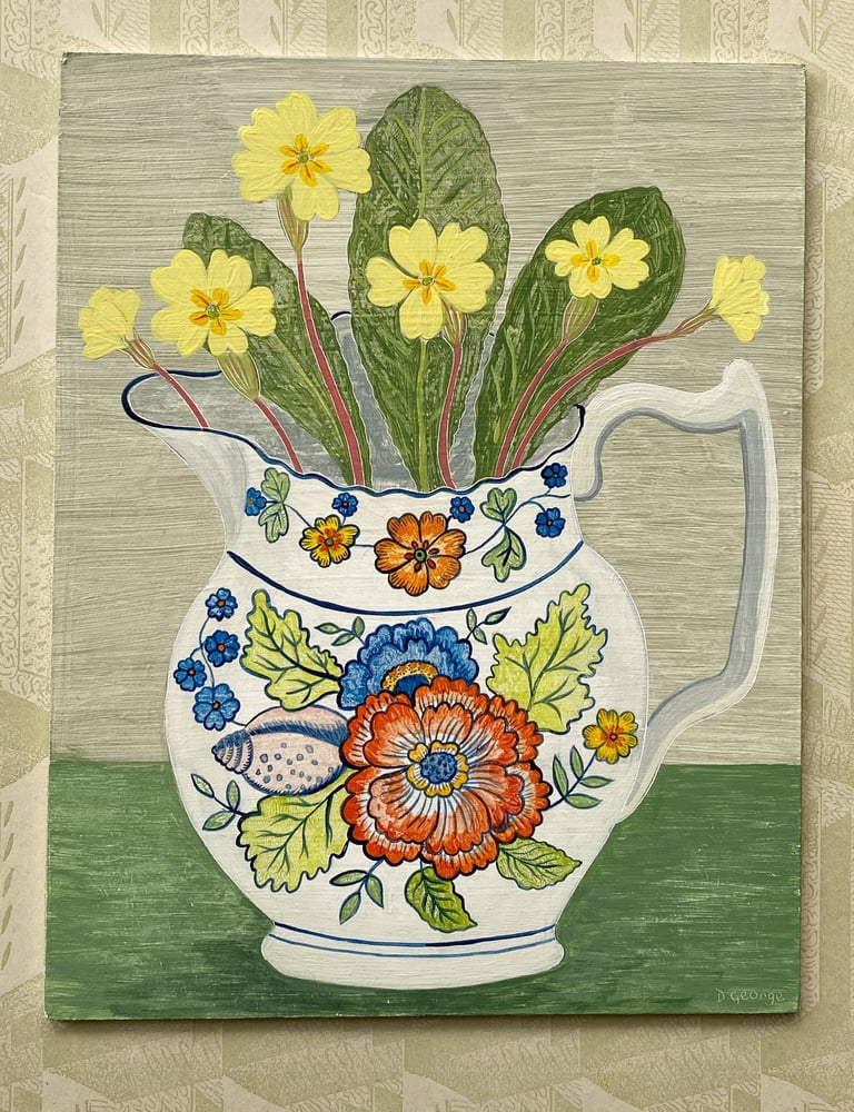 Image of Bright jug and Primroses