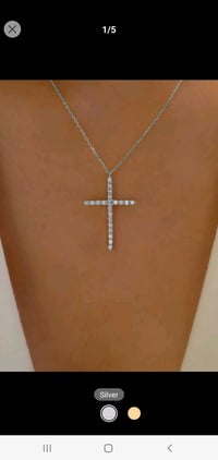 Image 2 of Rhinestone Cross Charm Necklace