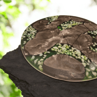 Image 3 of Handmade Resin Stone Tray – Green & Silver Home Decor Accent Plate