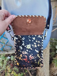 Image 2 of Woodstock cross body/ passport bag - Black and turquoise stone