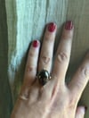 Superbe bague de créateur en argent massif avec quartz fumé serti, vintage, taille 49-50