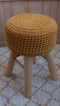 Image 1 of Crochet Foot Stool | Mustard 