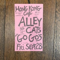 Original  4.5" x 7" small 1979 punk flyer. Go-Go's and Alley Cats at Hong Kong Cafe! 