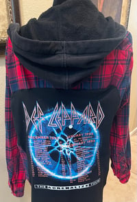 Vintage Black/Red/Blue Hoodie Flannel Shirt Def Leppard