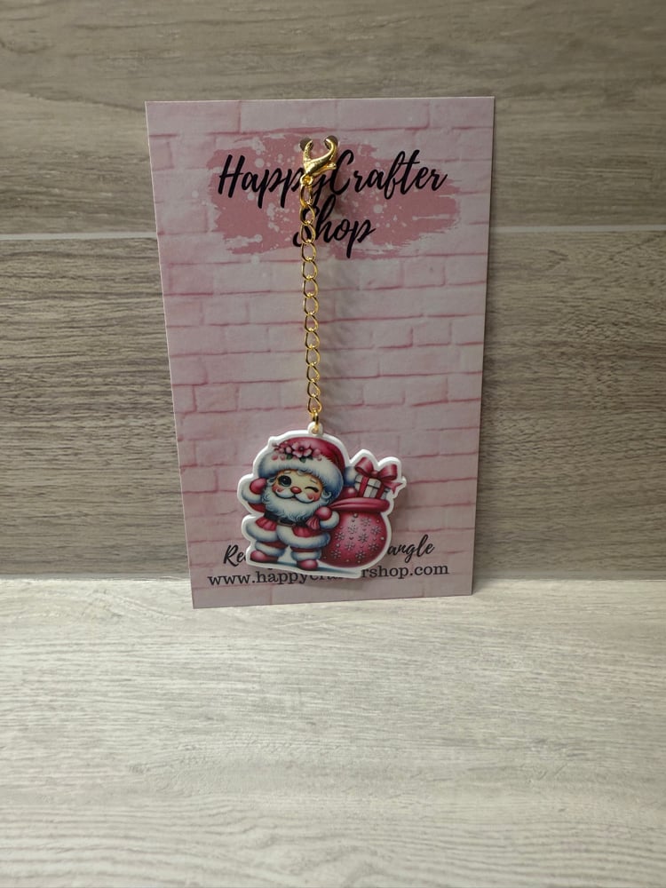 Image of Ready-To-Bead Dangle  -  Pink Santa