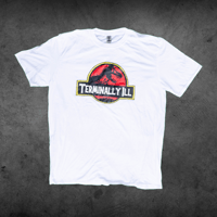 Men’s/Unisex White T-Rex Logo Tee Shirt