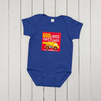 Image 11 of Baby jersey bodysuit (God loves you loads)