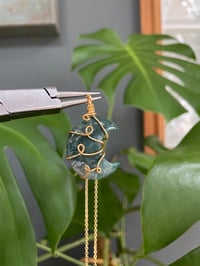 Image 3 of Moss Agate Gold Moon  Necklace 