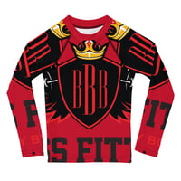 Image 1 of BOSSFITTED Red and Black Logo AOP Kids Compression Shirt