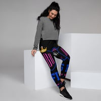 Image 1 of BOSSFITTED Black Neon Pink and Blue AOP Women's Joggers