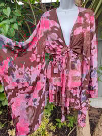 Image 1 of TULUM co ord set-FRILL skirt -Brown red pink 