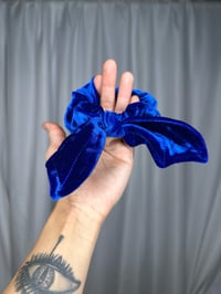 Image 3 of Royal Blue Velvet Bat Wing Scrunchie ready to ship 