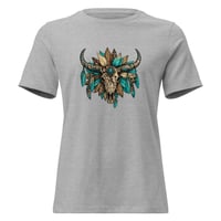 Image 1 of Women's Relaxed T-Shirt, Turquoise & Brown Skull Tee, Western