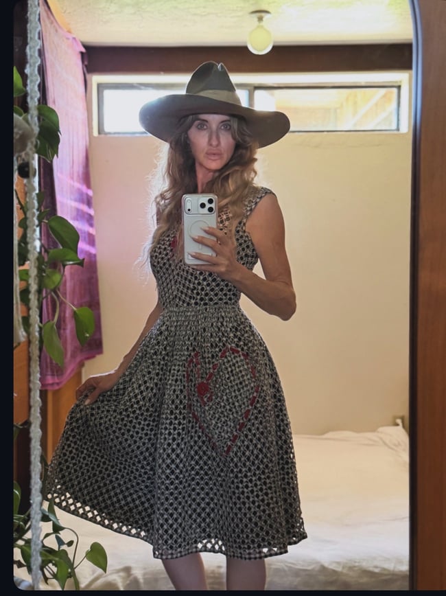 1960s gingham valentine dress heart embroidery 50s for flare circle skirt