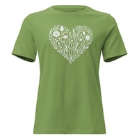 Image 1 of Women's Relaxed T-Shirt, Wildflower Heart T-Shirt | Minimal Floral Heart Graphic Tee