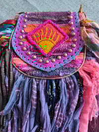 Image 1 of FRILL MINI body cross Sari bag with ruffles - detachable strap -sunset 1