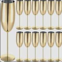 Image 3 of Gold Stainless steel Champagne Flutes 7.5 Ounces