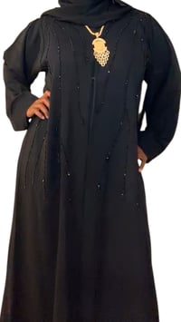 Image 1 of Black to black Rihana glitter open abaya 