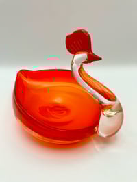 Orange / Red Glass Swan Dish