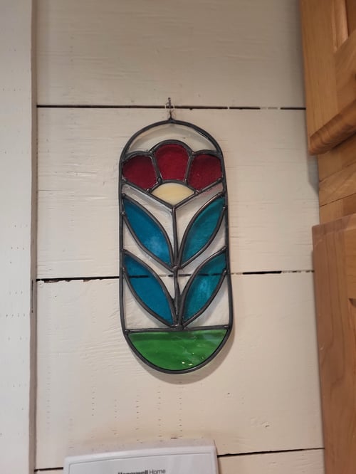 Image of Cottage Flower mini panel- stained glass
