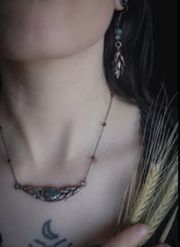 Image 2 of Real wheat earrings with moss agate beads