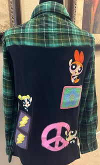 Vintage Green/Yellow/White Flannel Power Puff Girls