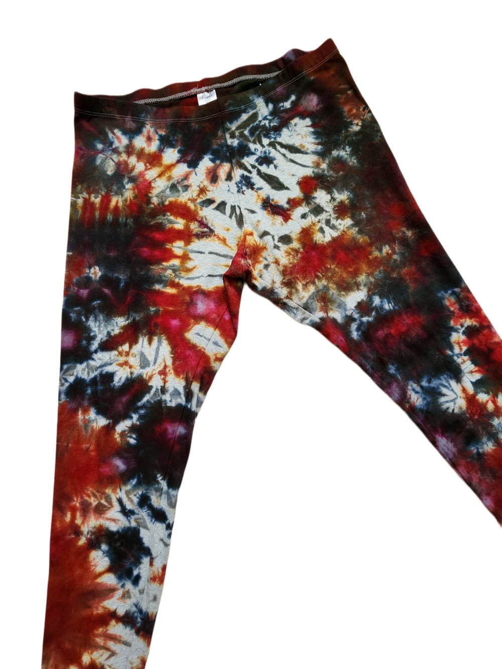 Image of XL mid rise red tie dye leggings 