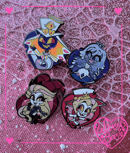 Image 1 of Fanmade Hazbin Hotel Chibi Hearts Enamel Pin WAVE ONE (Lucifer/Lilith/Sir Pentious/Emily)