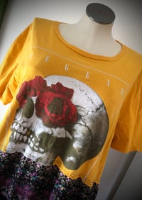 Image 2 of Upcycled “Skull & Roses” maxi t-shirt dress