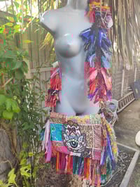 Image 9 of FRILL body cross Sari bag with ruffle -large detachable strap- Hamsa Hand 2