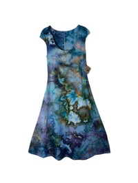 Image 3 of S Stretch Knit Fit and Flare Midi Dress in Cool Earthy Watercolor Ice Dye