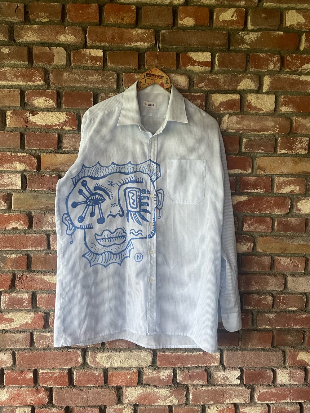 doodle artsy shirt blue