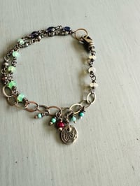 Image 11 of opal chalcedony and peacock pearl charm bracelet