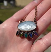 Image 1 of Electroformed White Moonstone Rainbow Brite necklace