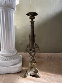 Image 1 of 1 Grand Pique Cierge en Bronze, XIXème Siecle Avec Feuilles de Vignes, 50cm