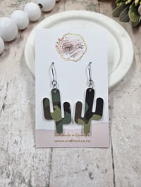 Image 3 of Army Print Cactus Earrings (small)