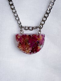 Image 3 of Rose Petal & Forget Me Not Pendant Necklace 
