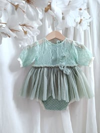 Image 1 of Sitter girls body-dress with flowers | Stella | sage