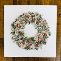 Image 3 of Large Embroidered Peach Wreath