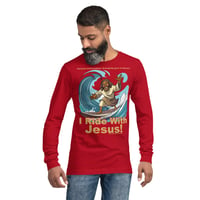 Image 13 of I Ride With Jesus Surfing Dark Unisex Long Sleeve Tee