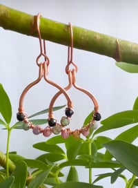 Image 1 of Rainbow Tourmaline  (Copper) Small Hoop Earrings