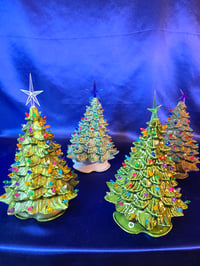 Image 10 of  Handmade and Handpainted Casted Vintage with Modern twist Ceramic Christmas Trees 