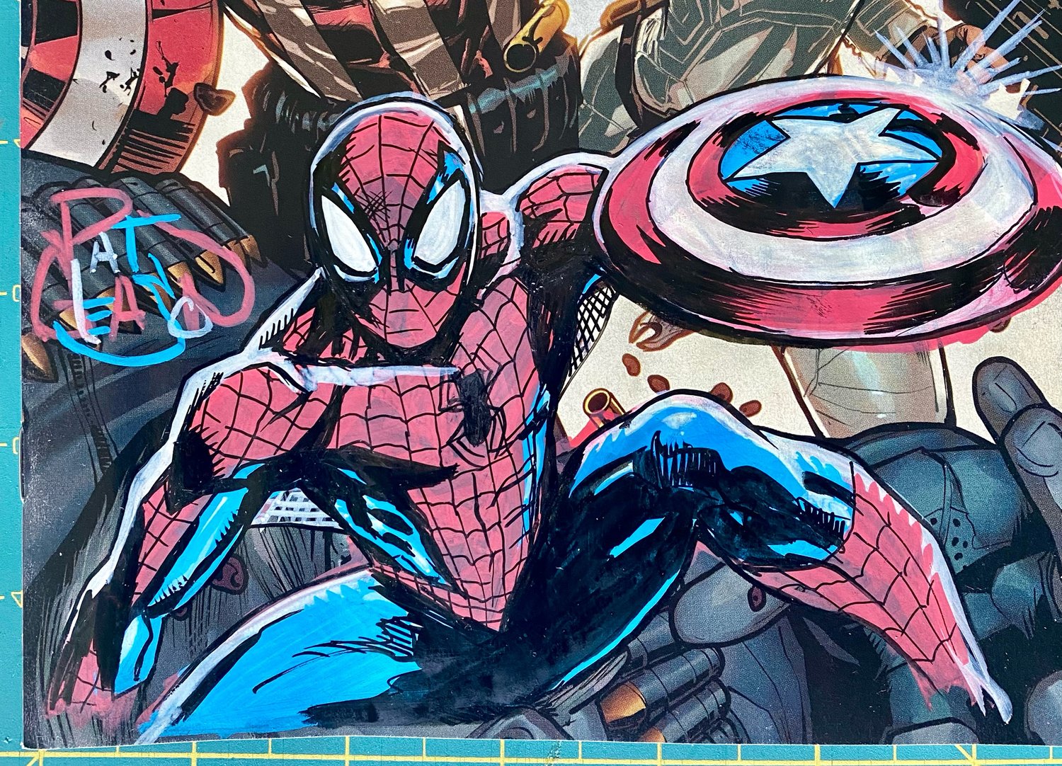 Image of XL SPIDER-MAN W/SHIELD Gleason Remarque