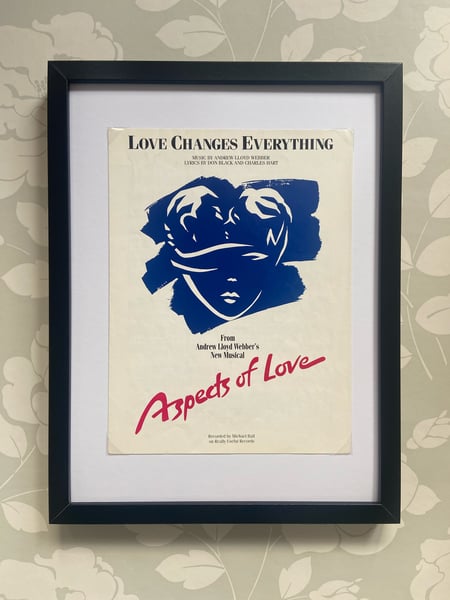 Image of Love Changes Everything from Aspects of Love, framed 1989 vintage sheet music