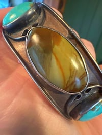 Image 2 of vintage agate and turquoise modern cuff 