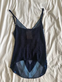 Image 2 of Vintage Y2K blue three tone asymmetrical hem crochet cami 